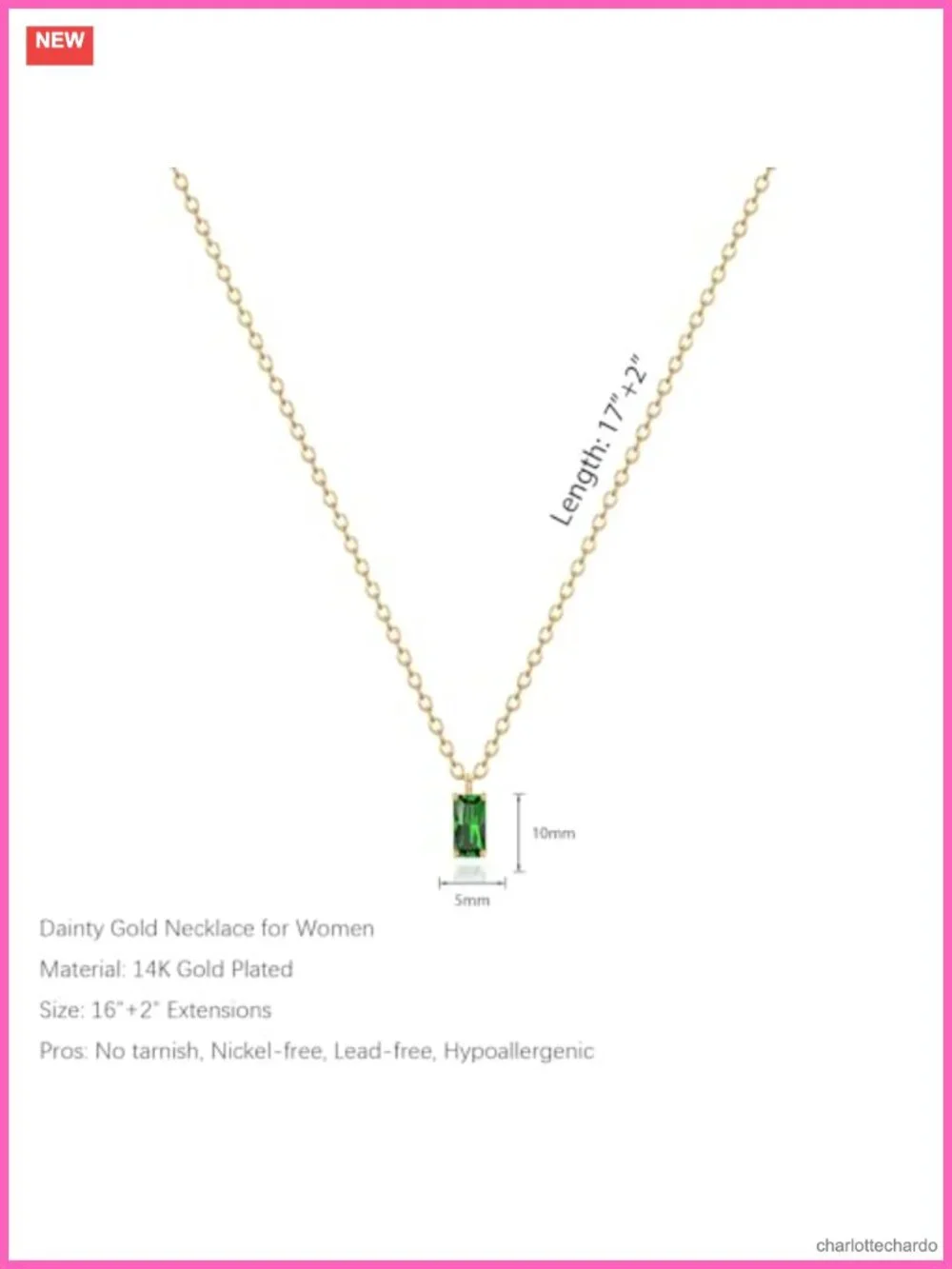 Dainty 14k Gold Plated Open Oval Pendant Necklace for Women